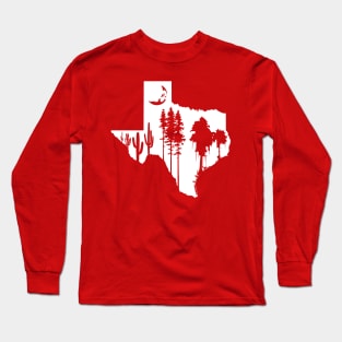 Texas Moon Forest Silhouette Long Sleeve T-Shirt